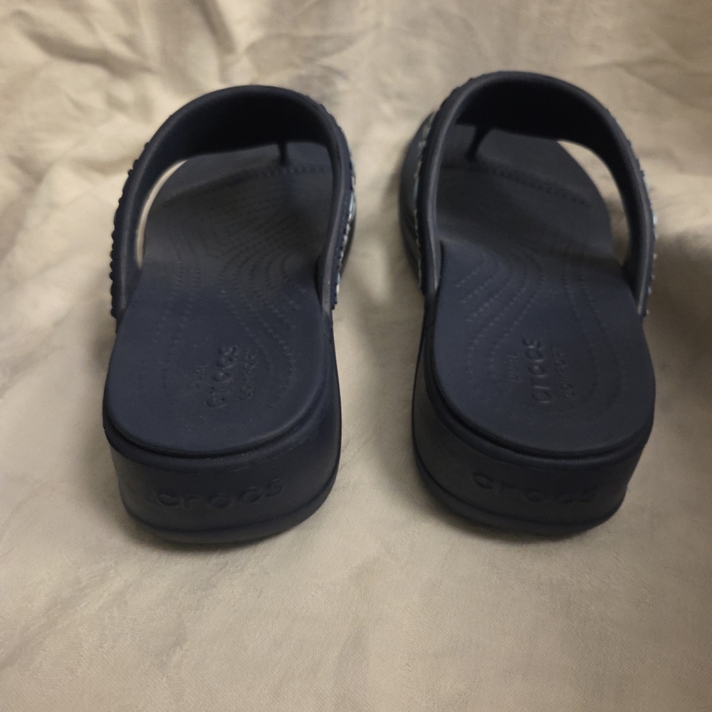CROCS Navy Monterey Embellished Thong Sandals for Women sz 8 - Picture 5 of 9